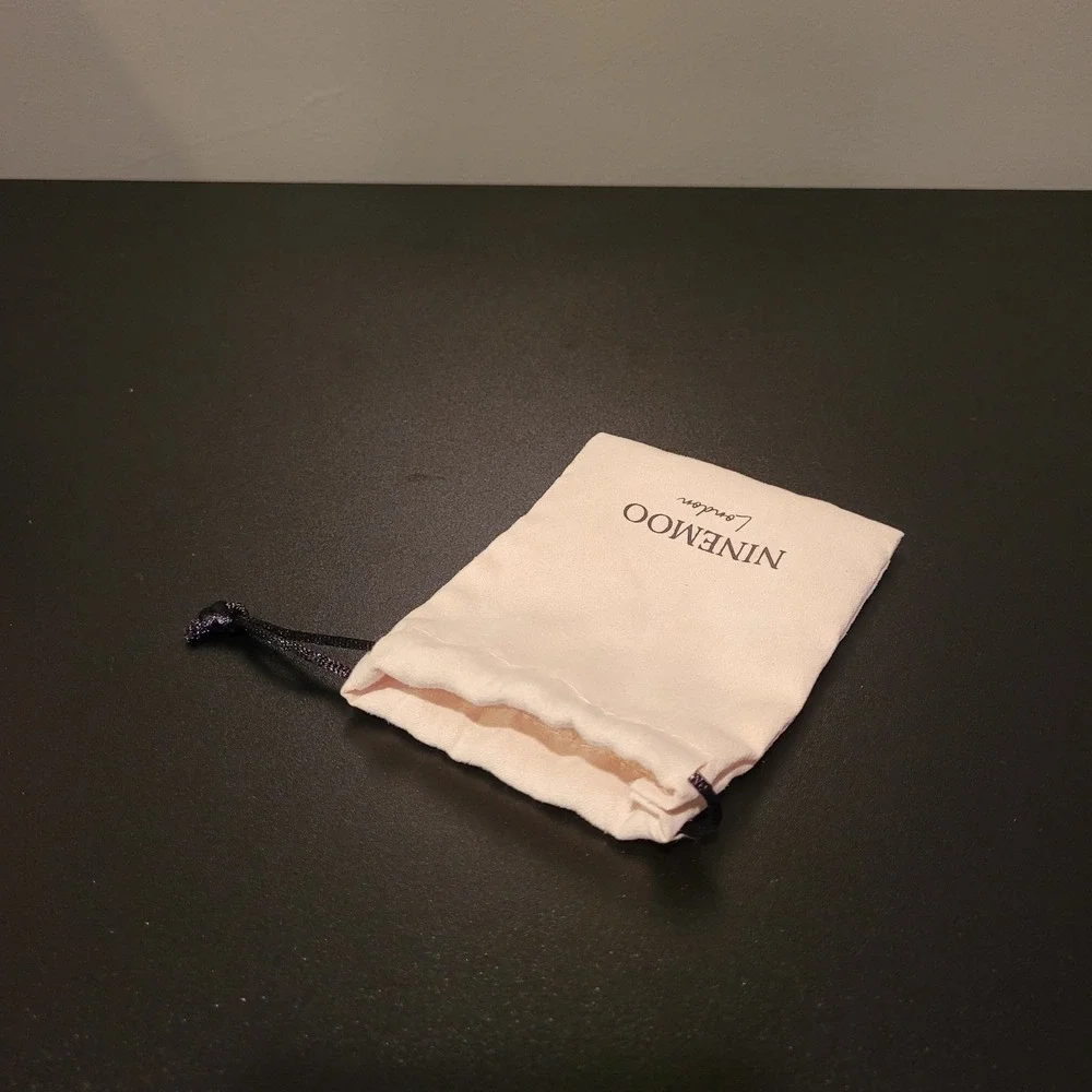 Ninemoo London Jewelry Dust Bag Drawstring Storage‎ Pouch, Cream Black